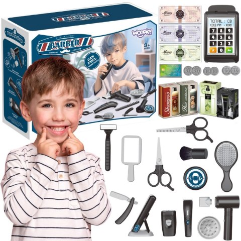 WOOPIE Barber Zestaw Fryzjerski dla Dzieci Salon Stylizacji 24el.