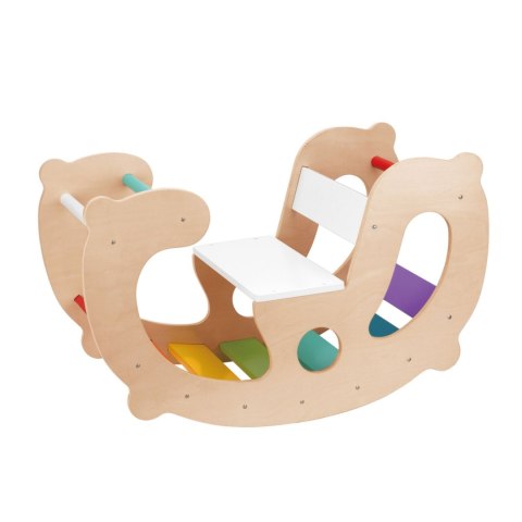 WOOPIE GREEN Drewniany Tęczowy Bujak i Mostek 2w1 Montessori FSC