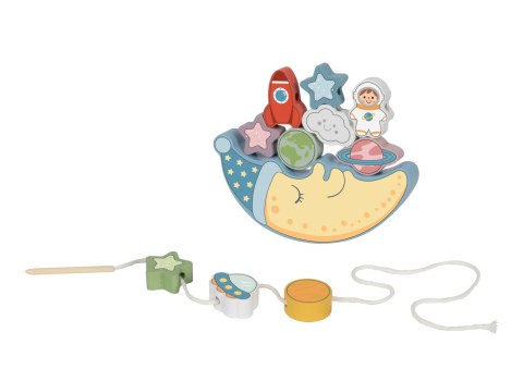 TOOKY TOY Kosmiczny Śpiący Księżyc Balansująca Układanka Drewniana Nawlekanka Montessori Kosmos