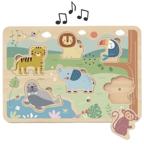 TOOKY TOY Drewniane Interaktywne Puzzle Zwierzątka
