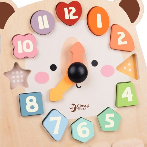 CLASSIC WORLD Zegar Miś Montessori Edukacyjny 3w1 Nauka Czasu Liczenia i Daty