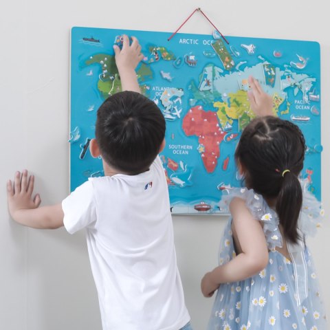 Viga 2w1 Tablica Edukacyjna z Magnetyczną Mapą Świata Montessori