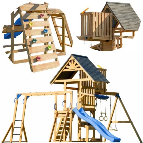 AXI AXI Mitch play tower - Duży Plac Zabaw Drewniany Zjeżdżalnia Hustawki Ścianka Wspinaczkowa + Wieża