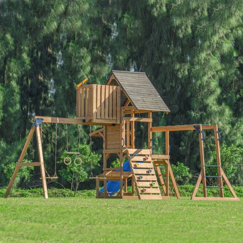 AXI AXI Mitch play tower - Duży Plac Zabaw Drewniany Zjeżdżalnia Hustawki Ścianka Wspinaczkowa + Wieża