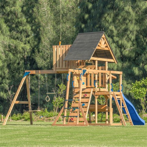 AXI AXI Mitch play tower - Duży Plac Zabaw Drewniany Zjeżdżalnia Hustawki Ścianka Wspinaczkowa + Wieża