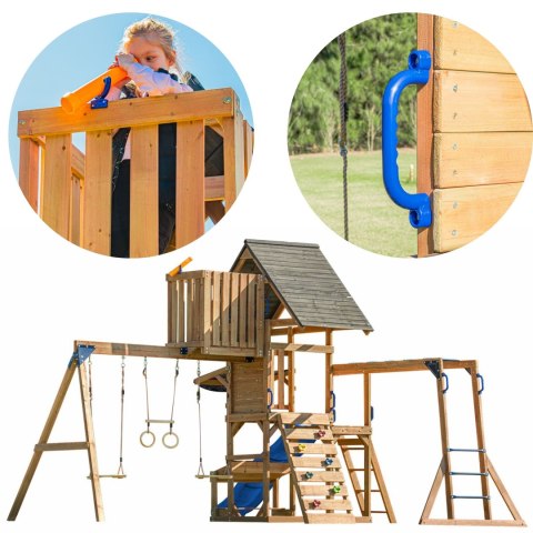 AXI AXI Mitch play tower - Duży Plac Zabaw Drewniany Zjeżdżalnia Hustawki Ścianka Wspinaczkowa + Wieża