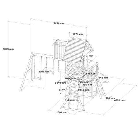 AXI AXI Mitch play tower - Duży Plac Zabaw Drewniany Zjeżdżalnia Hustawki Ścianka Wspinaczkowa + Wieża