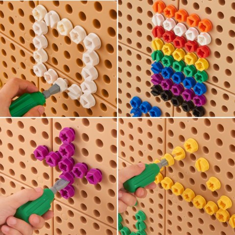Masterkidz MASTERKIDZ Wolnostojąca Tablica Ściana STEM 166 x 125 cm + Akcesoria Kołki Zębatki Klocki Narzędzia Tor Kulkowy