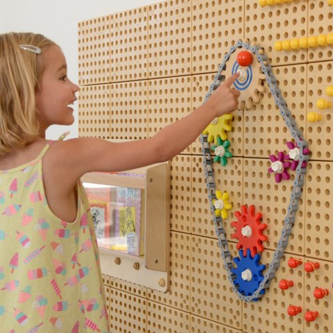 Masterkidz MASTERKIDZ Wolnostojąca Tablica Ściana STEM 166 x 125 cm + Akcesoria Kołki Zębatki Klocki Narzędzia Tor Kulkowy