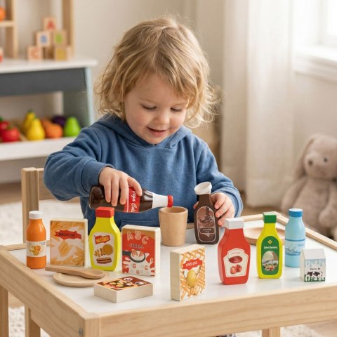 Viga Toys VIGA Drewniane Przekąski i Napoje Zestaw 12 Artykułów Spożywczych