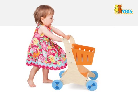 Viga Toys VIGA Drewniany Wózek sklepowy na zakupy