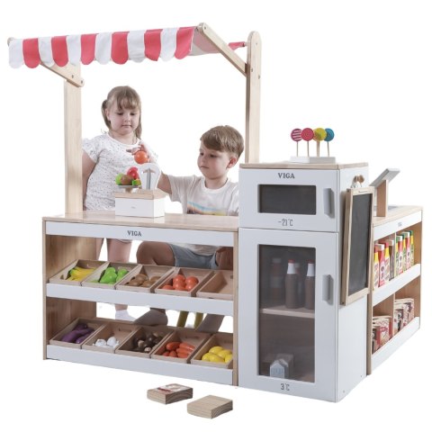 Viga Toys VIGA Drewniany Zestaw Stragan Sklep Supermarket XXL