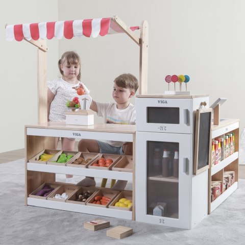 Viga Toys VIGA Drewniany Zestaw Stragan Sklep Supermarket XXL