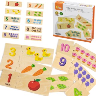Viga Toys VIGA Zestaw Drewniane Puzzle Dopasuj Liczby Układanka Montessori
