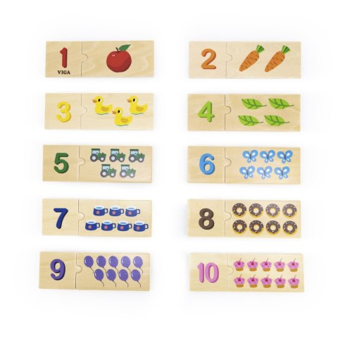 Viga Toys VIGA Zestaw Drewniane Puzzle Dopasuj Liczby Układanka Montessori