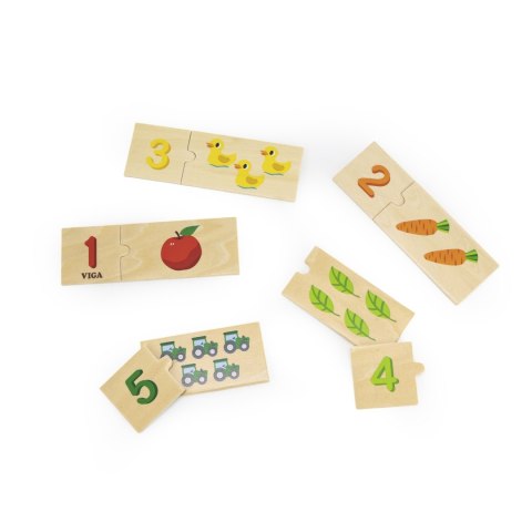 Viga Toys VIGA Zestaw Drewniane Puzzle Dopasuj Liczby Układanka Montessori