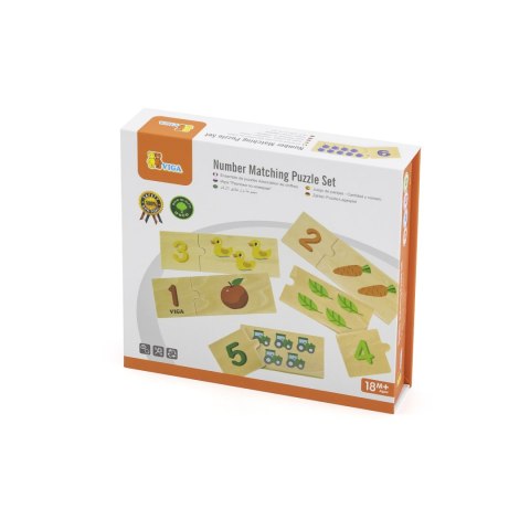 Viga Toys VIGA Zestaw Drewniane Puzzle Dopasuj Liczby Układanka Montessori