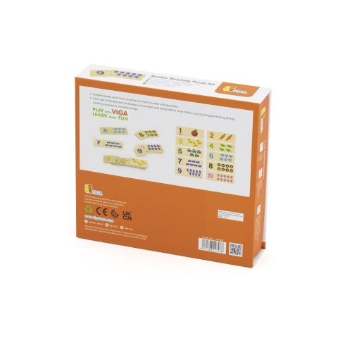 Viga Toys VIGA Zestaw Drewniane Puzzle Dopasuj Liczby Układanka Montessori