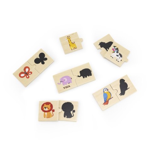 Viga Toys VIGA Zestaw Drewniane Puzzle Układanka Zwierzątka Dopasuj Cienie