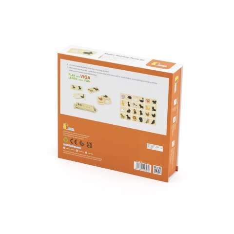 Viga Toys VIGA Zestaw Drewniane Puzzle Układanka Zwierzątka Dopasuj Cienie