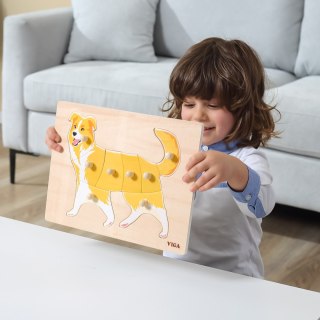 Viga Toys VIGA Zestaw Puzzle Drewniane 12 Układanek Zwierzątka Montessori + Stojak