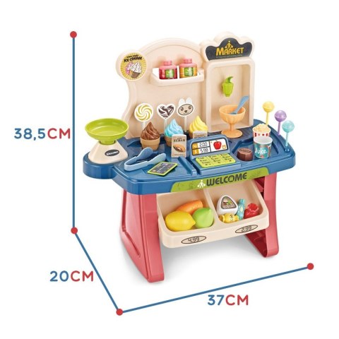 Woopie WOOPIE Sklep Supermarket Wózek na Zakupy Lody Słodycze + 40 Akc.