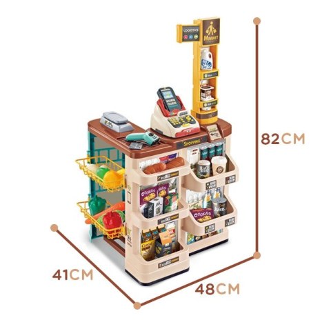 Woopie WOOPIE Sklep Supermarket z Wózkiem Waga Kasa Skaner + 48 Akc.