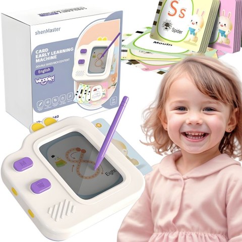 Woopie WOOPIE Tablet Graficzny Znikopis do Nauki Rysowania i Angielskiego Czytnik Kart 120 szt.