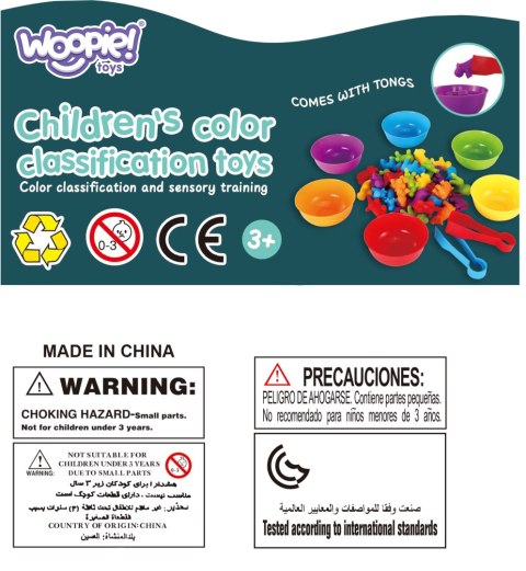 WOOPIE Gra Edukacyjna Montessori Sorter Kolorów Dinozaury 56 el.