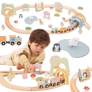 Viga Toys VIGA Drewniana Kolejka Dla Dzieci Tor 62 elementy