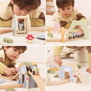 Viga Toys VIGA Drewniana Kolejka Dla Dzieci Tor 62 elementy