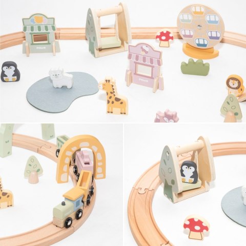 Viga Toys VIGA Drewniana Kolejka Dla Dzieci Tor 62 elementy