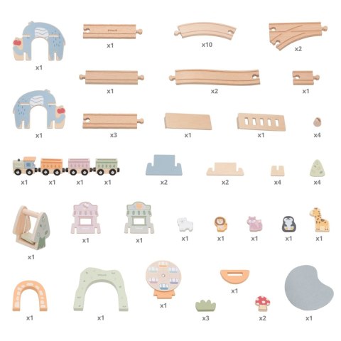 Viga Toys VIGA Drewniana Kolejka Dla Dzieci Tor 62 elementy