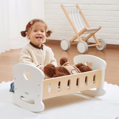 Viga Toys VIGA Drewniana Kołyska dla Lalek z Serduszkiem