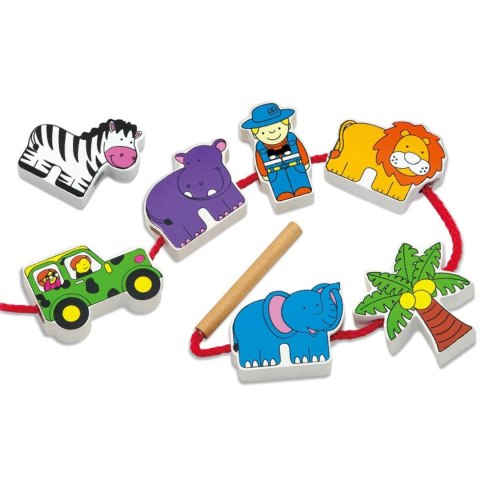 Viga Toys VIGA Drewniana Nawlekanka Przeplatanka Klocki Safari ZOO Montessori