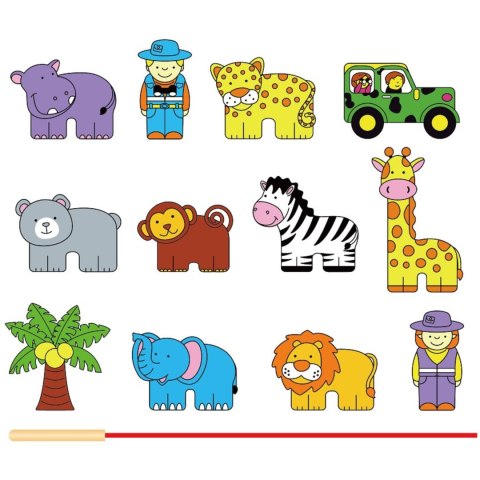 Viga Toys VIGA Drewniana Nawlekanka Przeplatanka Klocki Safari ZOO Montessori