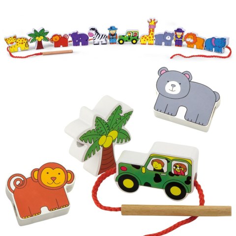Viga Toys VIGA Drewniana Nawlekanka Przeplatanka Klocki Safari ZOO Montessori