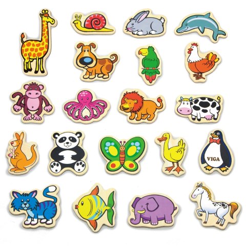 Viga Toys VIGA Drewniane Magnesy Zwierzęta zestaw 20 elementów