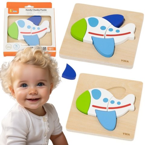 Viga Toys VIGA Drewniane Puzzle - Kolorowy Samolot