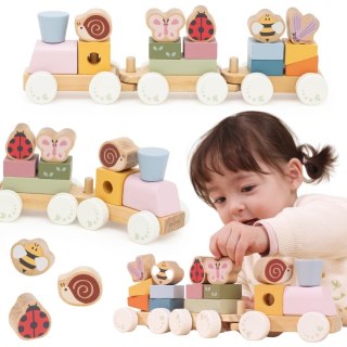 Viga Toys VIGA Drewniany Wiosenny Pociąg Edukacyjny 18 Elementów