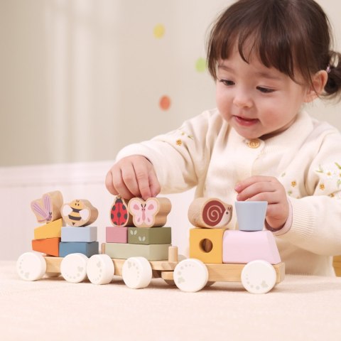 Viga Toys VIGA Drewniany Wiosenny Pociąg Edukacyjny 18 Elementów