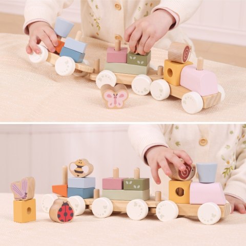 Viga Toys VIGA Drewniany Wiosenny Pociąg Edukacyjny 18 Elementów