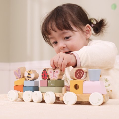 Viga Toys VIGA Drewniany Wiosenny Pociąg Edukacyjny 18 Elementów
