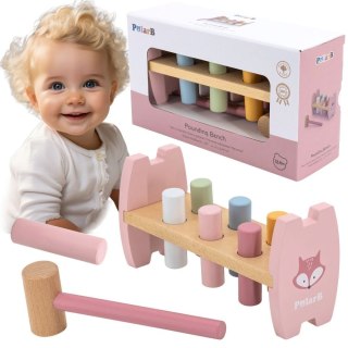 Viga Toys VIGA PolarB Drewniana Przebijanka Wbijanka z Młoteczkiem Lisek Montessori