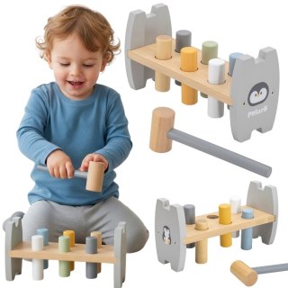Viga Toys Viga PolarB Drewniana Przebijanka Wbijanka z Młoteczkiem Pingwinek Montessori