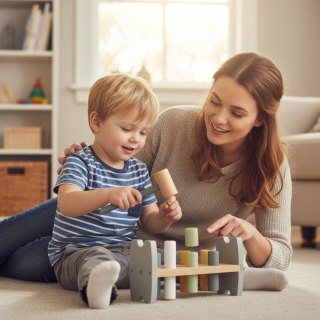 Viga Toys Viga PolarB Drewniana Przebijanka Wbijanka z Młoteczkiem Pingwinek Montessori