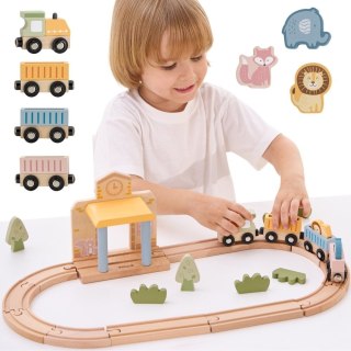 Viga Toys Viga PolarB Drewniany Zestaw Kolejowy 30 el.
