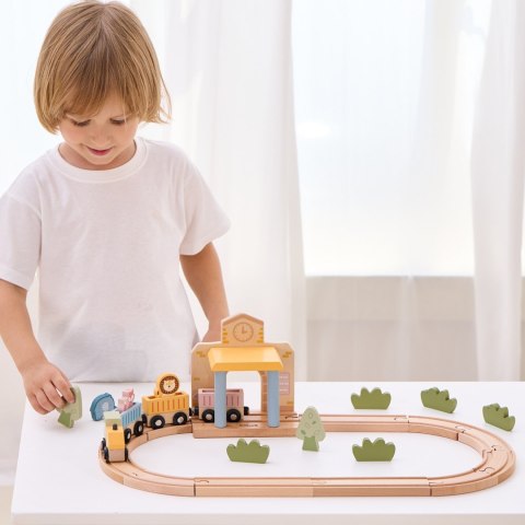 Viga Toys Viga PolarB Drewniany Zestaw Kolejowy 30 el.