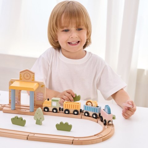 Viga Toys Viga PolarB Drewniany Zestaw Kolejowy 30 el.