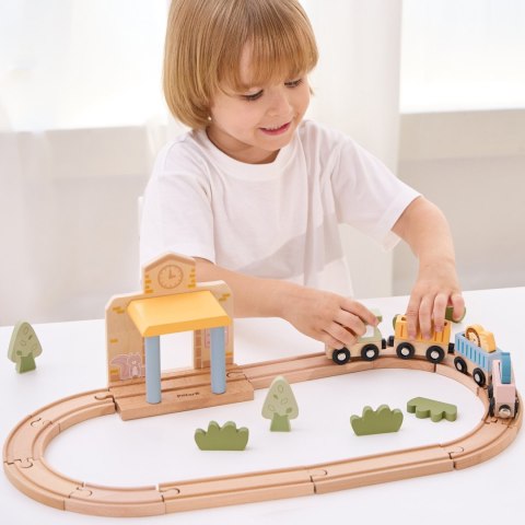 Viga Toys Viga PolarB Drewniany Zestaw Kolejowy 30 el.